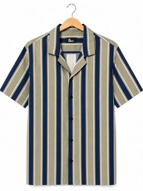 The Kooples Striped Short Sleeve Button-Up Shirt Mens Size S Viscose Blend